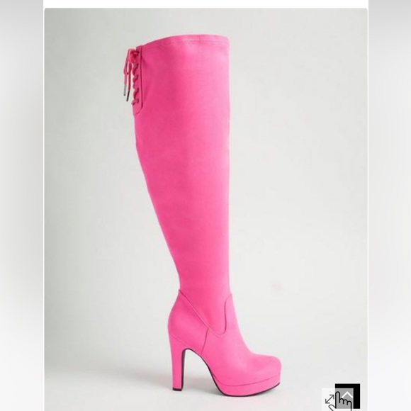 torrid Shoes - Thigh high Barbie pink boots size 11.5